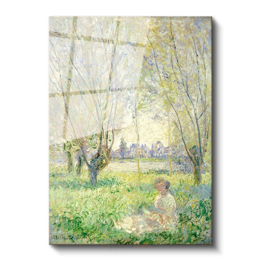 Claude Monet - Söğüt Ağaçları Altında Kadın Cam Tablo