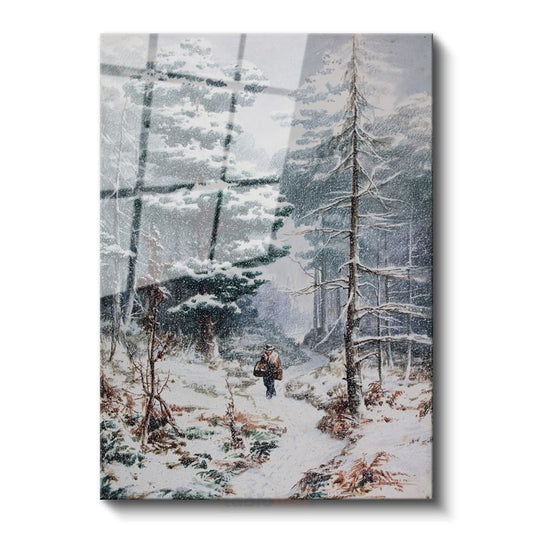 Ivan Shishkin - Kış Ormanında Yolculuk Cam Tablo