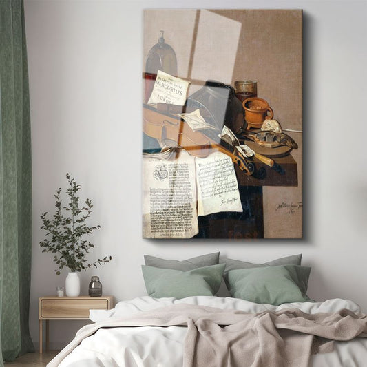 Pieter Claesz - Müzik Aletli Natürmort Cam Tablo