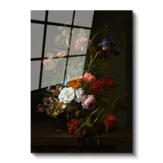 Rachel Ruysch - Çiçek Buketi Cam Tablo