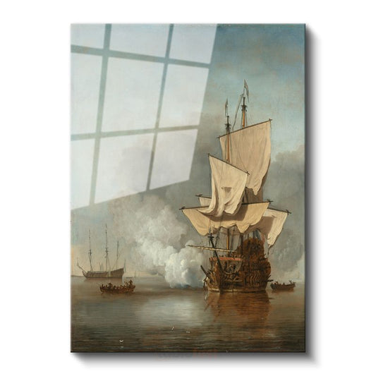 Willem van de Velde - Denizde Yelkenliler Cam Tablo