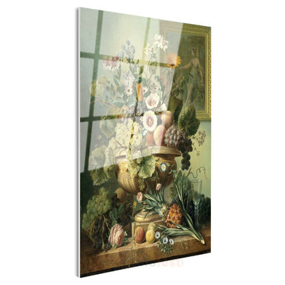 Jan Davidsz de Heem - Meyveler ve Çiçekler Natürmortu Cam Tablo
