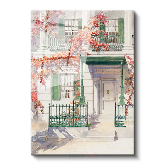 Childe Hassam - Sonbahar Evi Cam Tablo