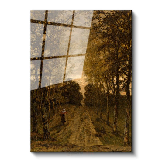 Jean-Baptiste-Camille Corot - Ağaçlı Yol Cam Tablo