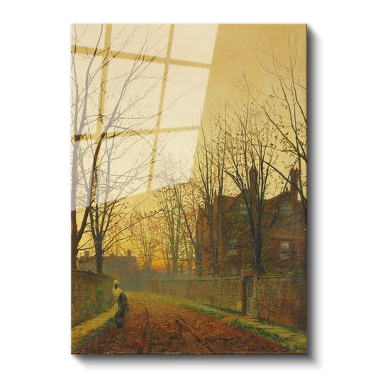 John Atkinson Grimshaw - Sonbahar Patikası Cam Tablo