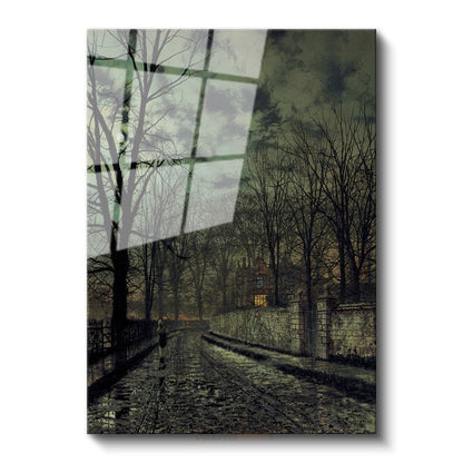 John Atkinson Grimshaw - Ay Işığında Yol Cam Tablo
