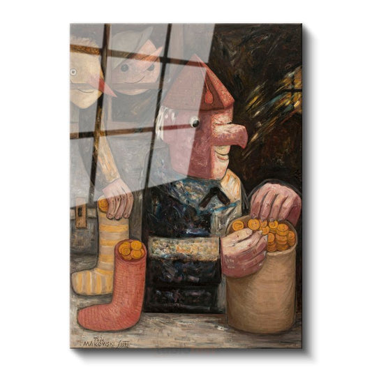 Tadeusz Makowski - Figüratif Sürrealist Kompozisyon Cam Tablo