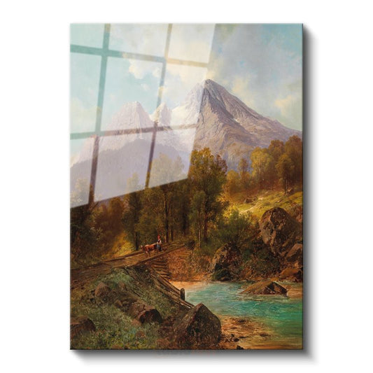 Albert Bierstadt - Dağ Manzarası Cam Tablo