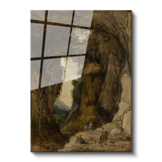 Joseph Wright - Mağara Manzarası Cam Tablo