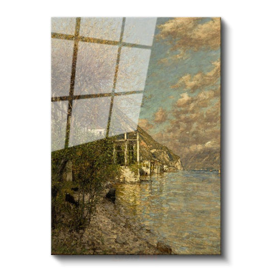 Claude Monet - Göl Kenarı Manzarası Cam Tablo