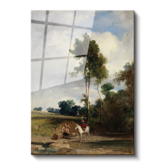 John Constable - Kırsal Manzara ve Atlı Cam Tablo