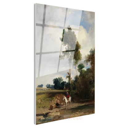 John Constable - Kırsal Manzara ve Atlı Cam Tablo