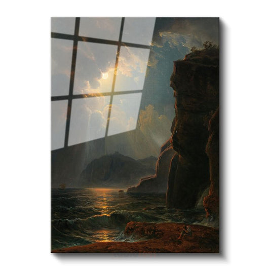 Joseph Mallord William Turner - Ay Işığında Deniz Manzarası Cam Tablo