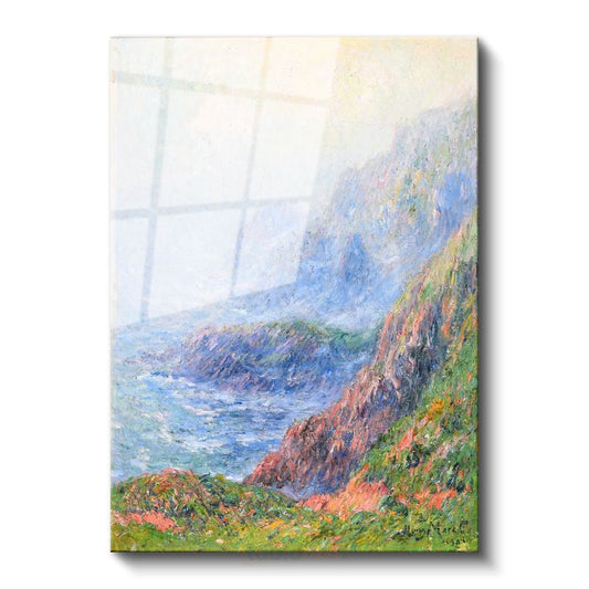 Claude Monet - Sisli Kıyı Manzarası Cam Tablo