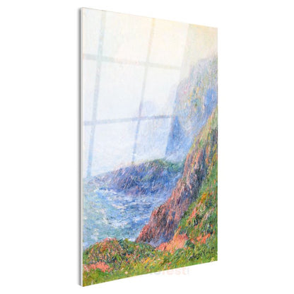 Claude Monet - Sisli Kıyı Manzarası Cam Tablo