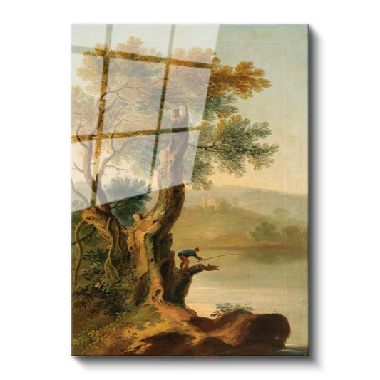 Joseph Mallord William Turner - Göl Kenarında Balıkçı Cam Tablo