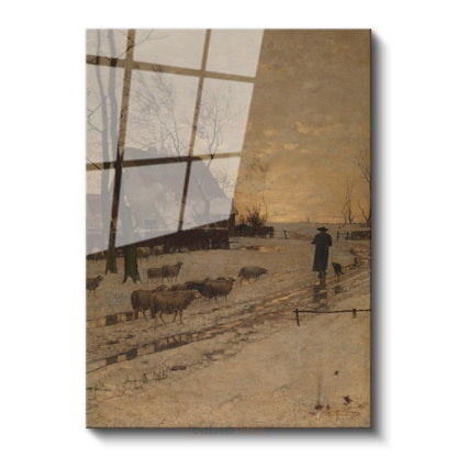 Joseph Farquharson - Kış Çobanı Cam Tablo