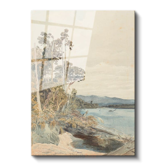 J.M.W. Turner - Nehir Kenarı Manzarası Cam Tablo