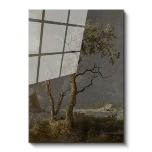 Jacob van Ruisdael - Fırtınalı Deniz Manzarası Cam Tablo