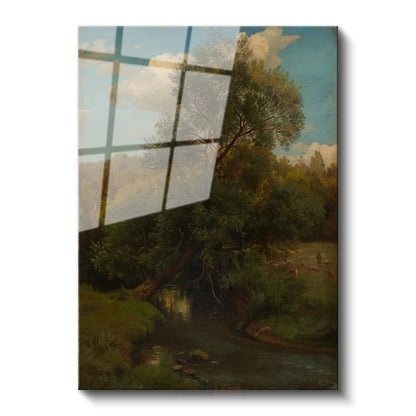 George Inness - Nehir Kenarında Ağaçlar Cam Tablo
