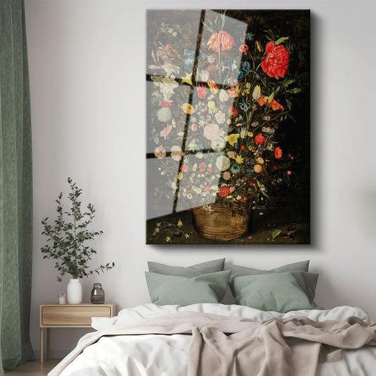 Jan Brueghel - Çiçek Buketi Cam Tablo