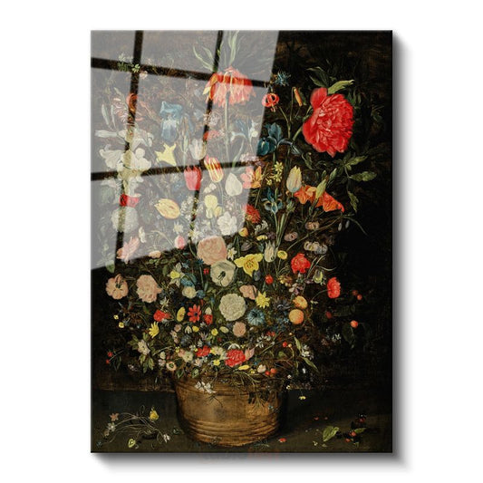 Jan Brueghel - Çiçek Buketi Cam Tablo