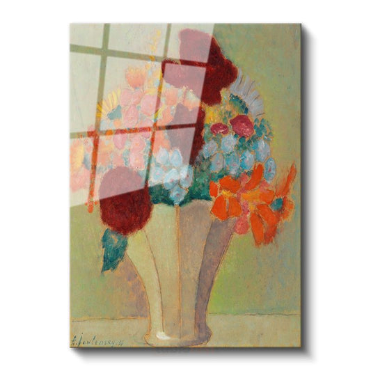 Odilon Redon - Renkli Çiçekler Cam Tablo