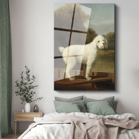 George Stubbs - Beyaz Köpek Portresi Cam Tablo