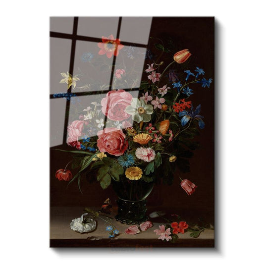 Jan Davidsz de Heem - Çiçek Buketi Cam Tablo
