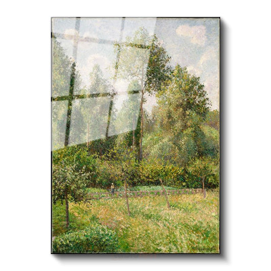 Camille Pissarro - Yeşil Çayır Cam Tablo
