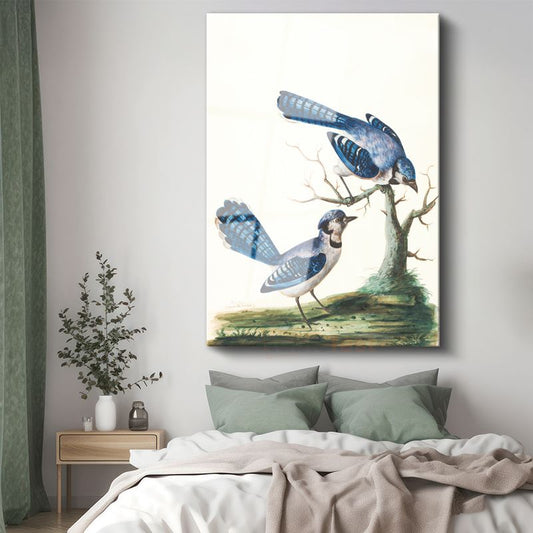 John James Audubon - Mavi Alakargalar Cam Tablo