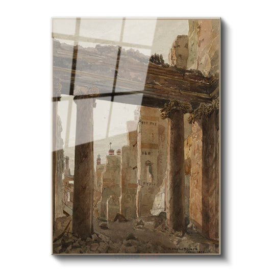 David Roberts - Antik Sütunlar Cam Tablo