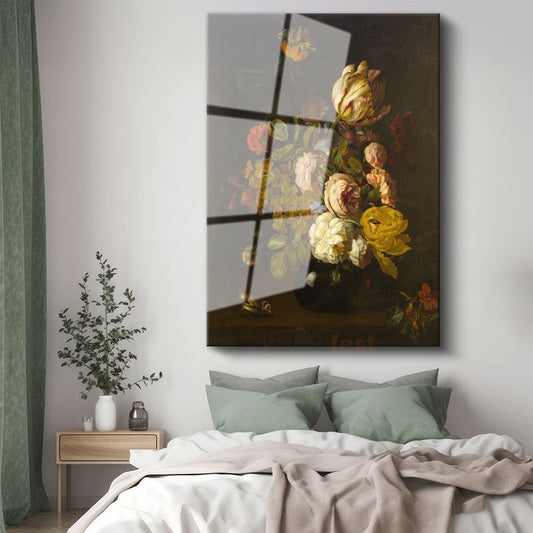 Rachel Ruysch - Çiçek Buketi Cam Tablo