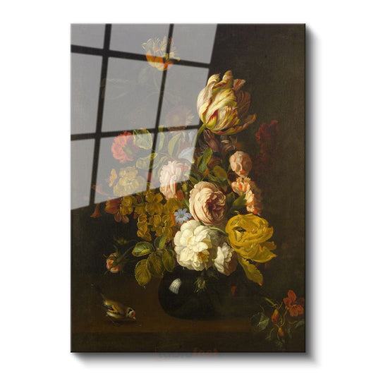 Rachel Ruysch - Çiçek Buketi Cam Tablo