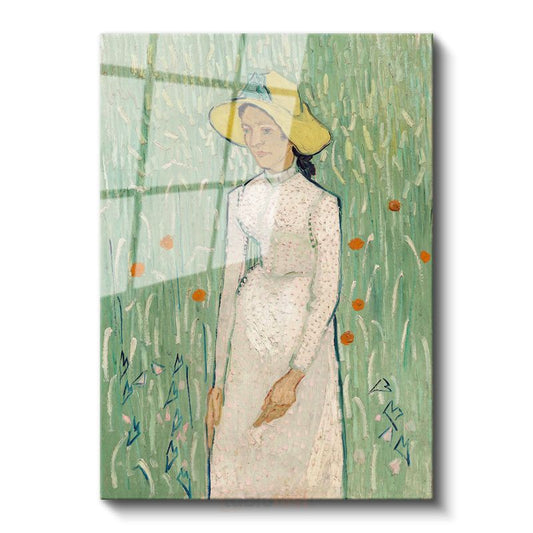 Vincent van Gogh - Sarı Şapkalı Kadın Cam Tablo