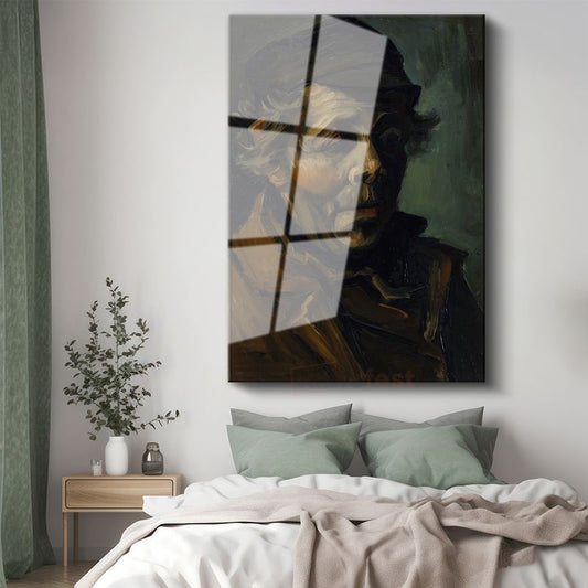 Vincent van Gogh - Şapkalı Otoportre Cam Tablo