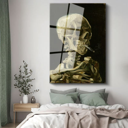 Vincent van Gogh - Sigara İçen Kafatası Cam Tablo