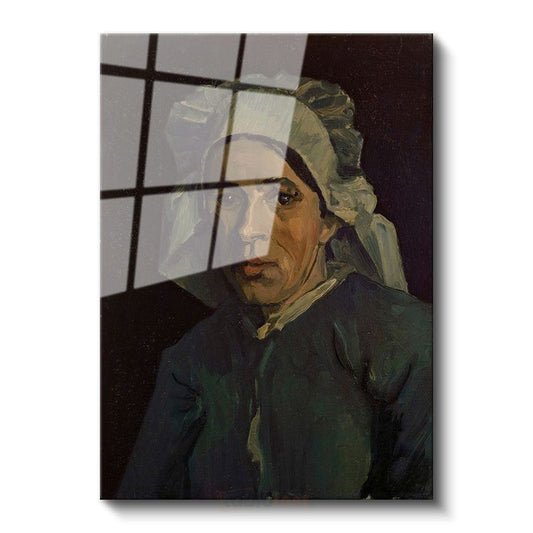 Vincent van Gogh - Beyaz Başlıklı Kadın Portresi Cam Tablo