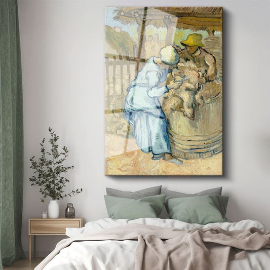 Vincent van Gogh - Koyun Kırpıcılar Cam Tablo