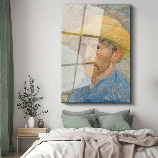 Vincent van Gogh - Hasır Şapkalı Otoportre Cam Tablo