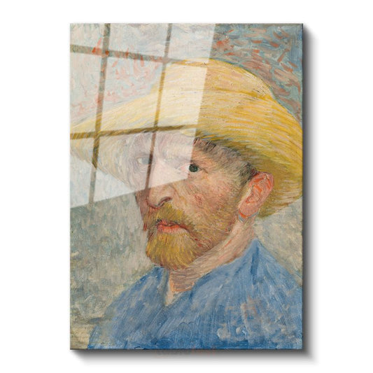 Vincent van Gogh - Hasır Şapkalı Otoportre Cam Tablo