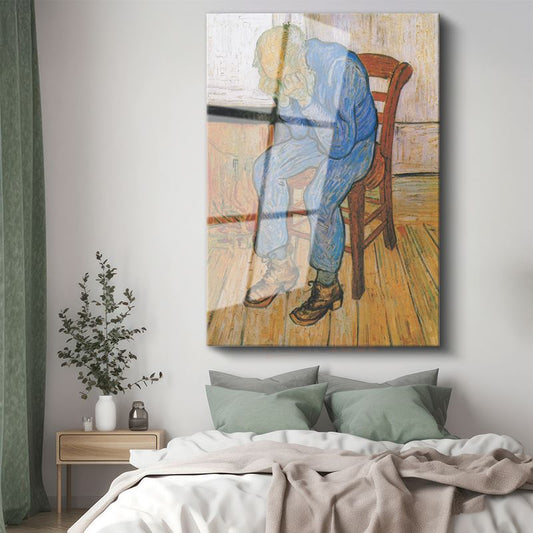 Vincent van Gogh - Eşikte Oturan Yaşlı Adam Cam Tablo
