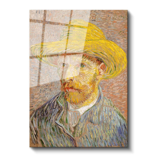 Vincent van Gogh - Sarı Hasır Şapkalı Otoportre Cam Tablo