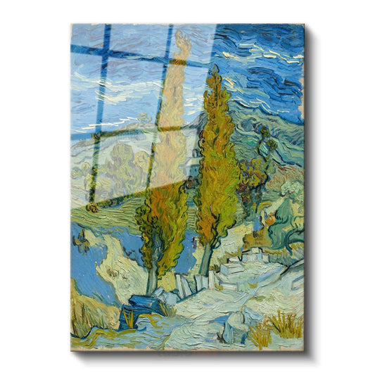 Vincent van Gogh - İki Selvi Ağacı Cam Tablo