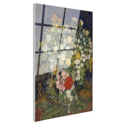 Vincent van Gogh - Vazoda Krizantemler ve Diğer Çiçekler Cam Tablo