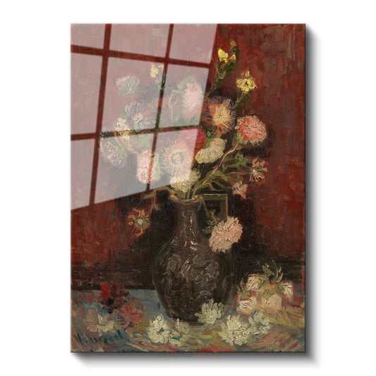 Vincent van Gogh - Vazoda Karanfiller Cam Tablo
