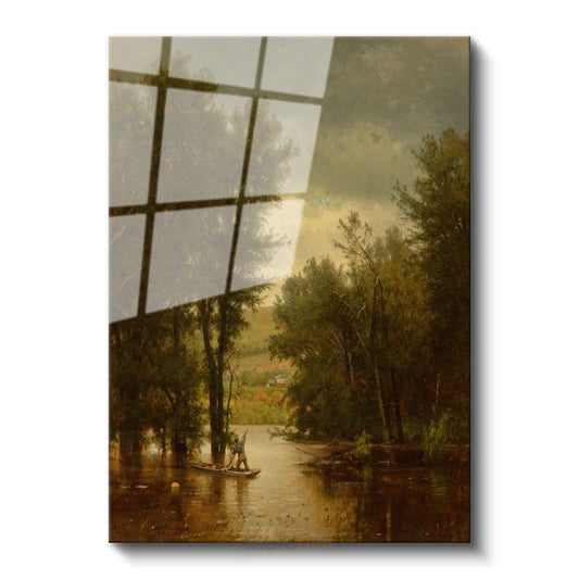 George Inness - Nehir Kayıkçısı Cam Tablo