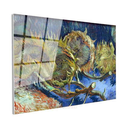 Vincent van Gogh - Dört Solmuş Ayçiçeği Cam Tablo