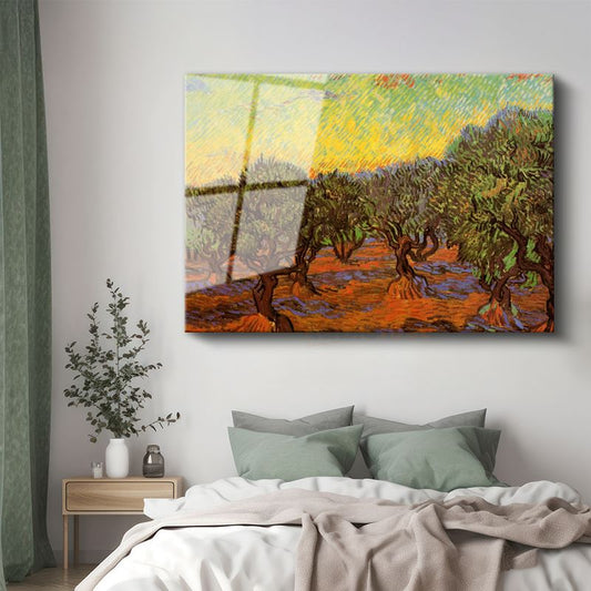 Vincent van Gogh - Zeytin Ağaçları Cam Tablo