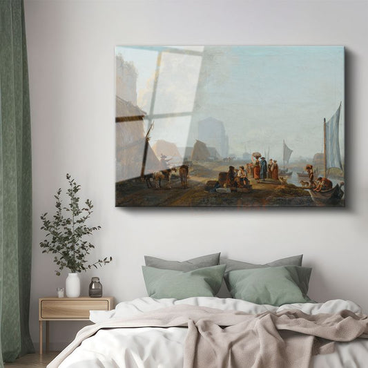 Aelbert Cuyp - Nehir Kıyısında Cam Tablo